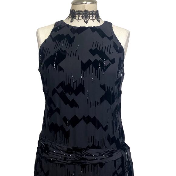 Nine West Silk Velvet Beaded Gothic Whimsygoth Dark Fairy Dress - Picture 4 of 13